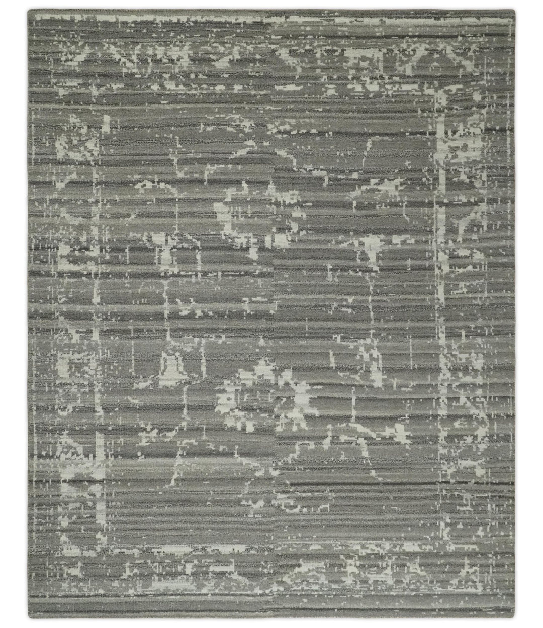 Hand Knotted Ivory and Charcoal Traditional Abstract Natural Wool Area Rug, Kids, Living Room and Bedroom Rug | MEHK9 - The Rug Decor