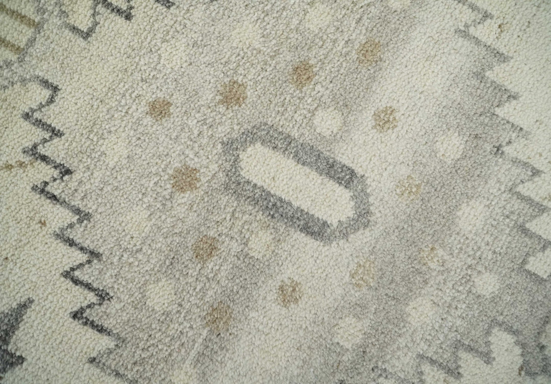 Hand Knotted Ivory and Charcoal Traditional Tribal Natural Wool Area Rug, Kids, Living Room and Bedroom Rug | MEHK5 - The Rug Decor