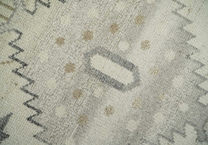 Hand Knotted Ivory and Charcoal Traditional Tribal Natural Wool Area Rug, Kids, Living Room and Bedroom Rug | MEHK5 - The Rug Decor