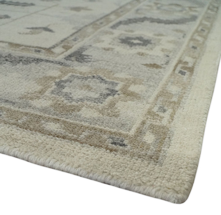 Hand Knotted Ivory and Charcoal Traditional Tribal Natural Wool Area Rug, Kids, Living Room and Bedroom Rug | MEHK5 - The Rug Decor