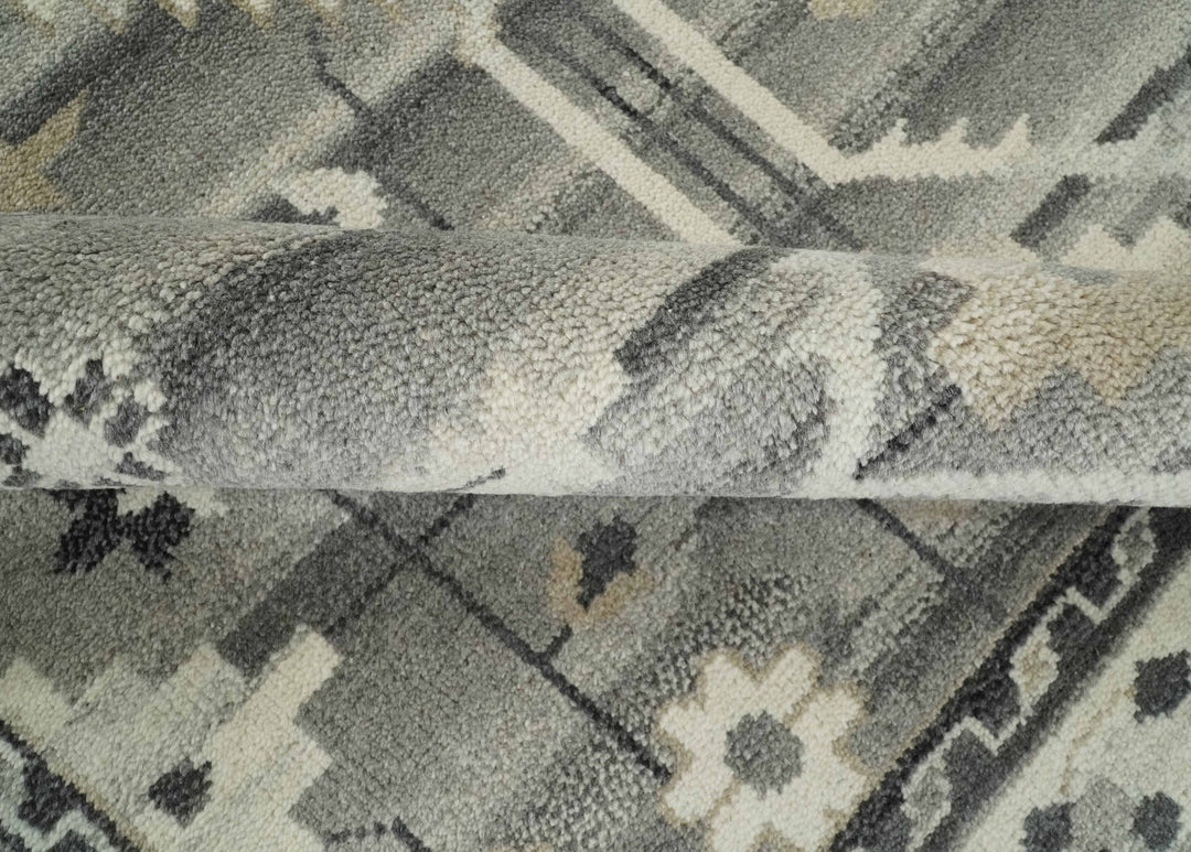Hand Knotted Ivory and Gray Traditional Tribal Natural Wool Area Rug, Kids, Living Room and Bedroom Rug | MEHK4 - The Rug Decor