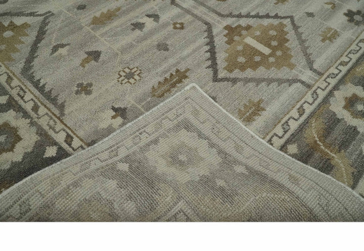 Hand Knotted Ivory, Charcoal and Beige Traditional Floral Multi Size Wool Area Rug - The Rug Decor