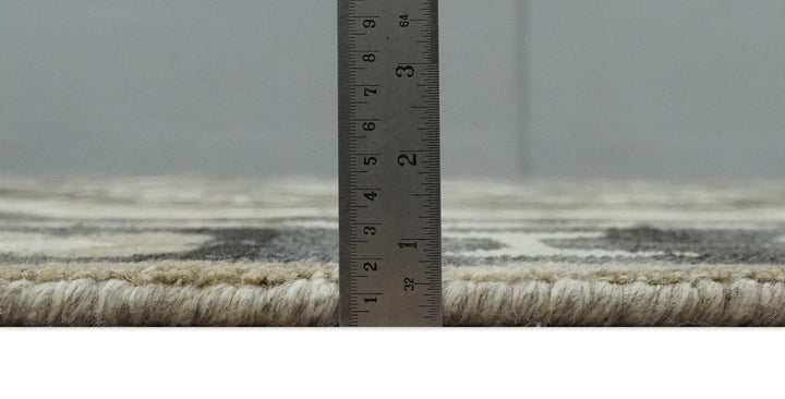 Hand Knotted Ivory, Charcoal and Beige Traditional Medallion Natural Wool Area Rug, Kids, Living Room and Bedroom Rug | MEHK8 - The Rug Decor