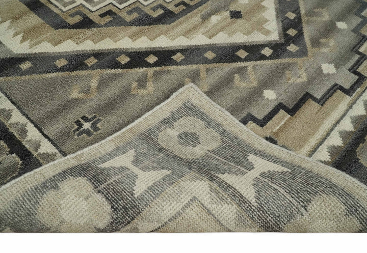 Hand Knotted Ivory, Charcoal and Beige Traditional Medallion Natural Wool Area Rug, Kids, Living Room and Bedroom Rug | MEHK8 - The Rug Decor