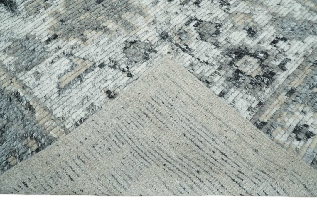 Hand Knotted Ivory, Silver and Beige Traditional Rug Made with Blended Wool 5x8, 8x10 and 9x12 | UL29 - The Rug Decor
