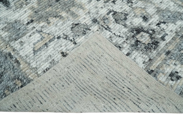 Hand Knotted Ivory, Silver and Beige Traditional Rug Made with Blended Wool 5x8, 8x10 and 9x12 | UL29 - The Rug Decor