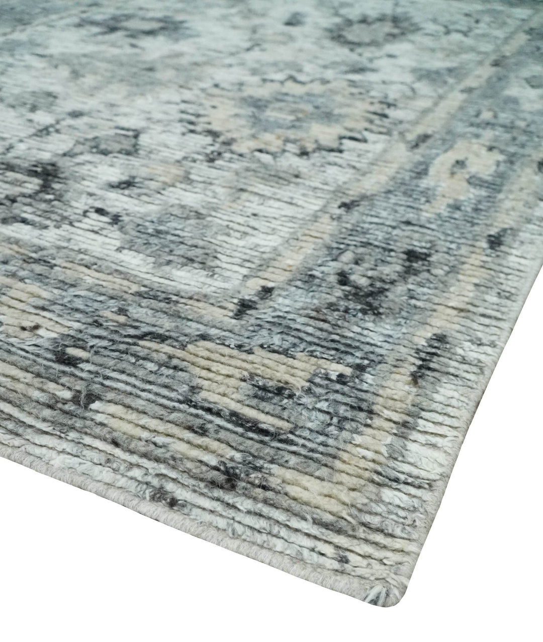 Hand Knotted Ivory, Silver and Beige Traditional Rug Made with Blended Wool 5x8, 8x10 and 9x12 | UL29 - The Rug Decor