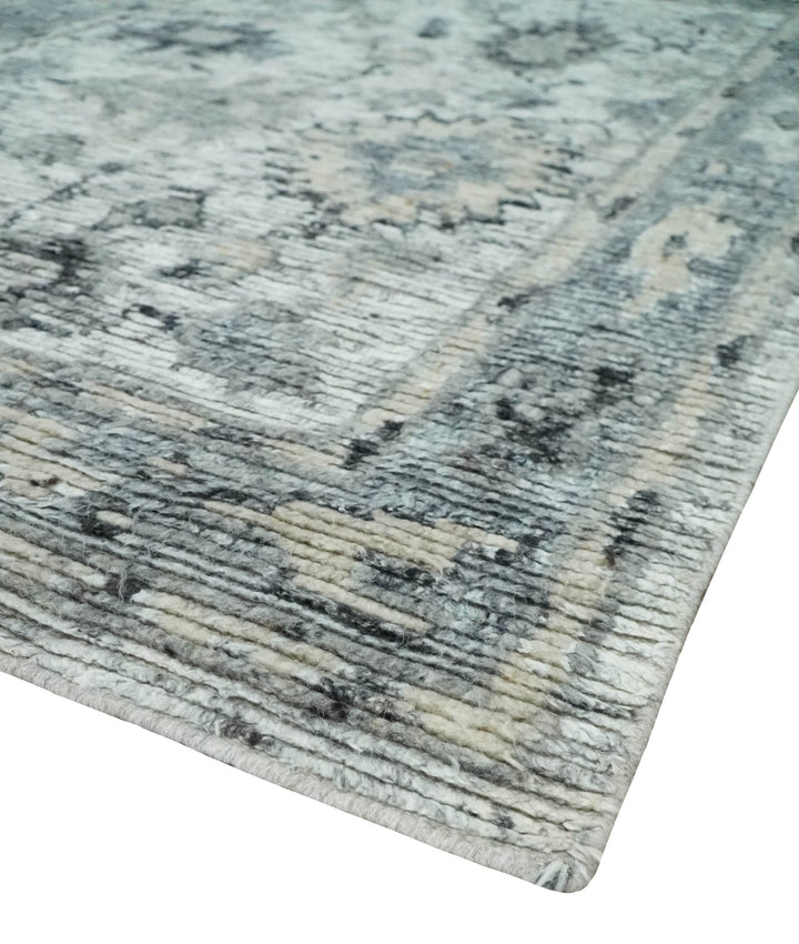 Hand Knotted Ivory, Silver and Beige Traditional Rug Made with Blended Wool 5x8, 8x10 and 9x12 | UL29 - The Rug Decor