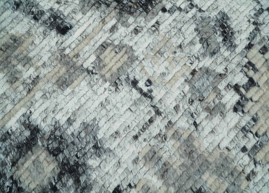 Hand Knotted Ivory, Silver and Beige Traditional Rug Made with Blended Wool 5x8, 8x10 and 9x12 | UL29 - The Rug Decor