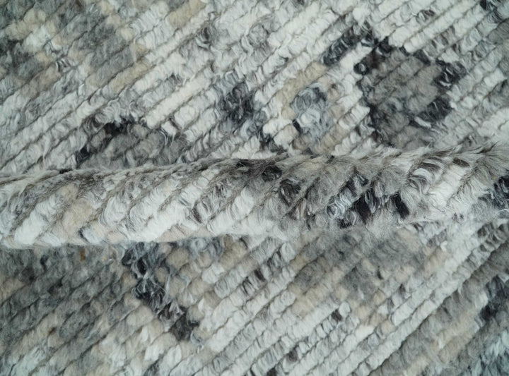 Hand Knotted Ivory, Silver and Beige Traditional Rug Made with Blended Wool 5x8, 8x10 and 9x12 | UL29 - The Rug Decor