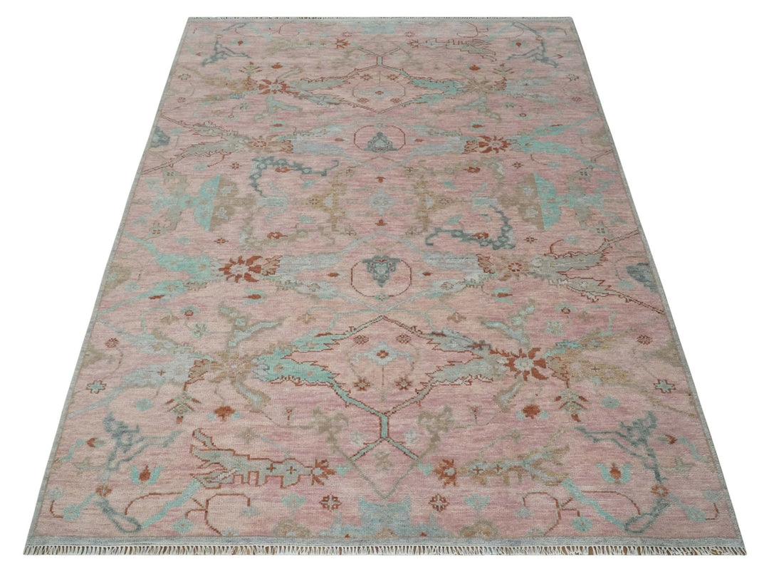 Hand Knotted Light Pink Oriental Oushak 9x12 Traditional Wool Area Rug, Living Room and Bedroom Rug - The Rug Decor