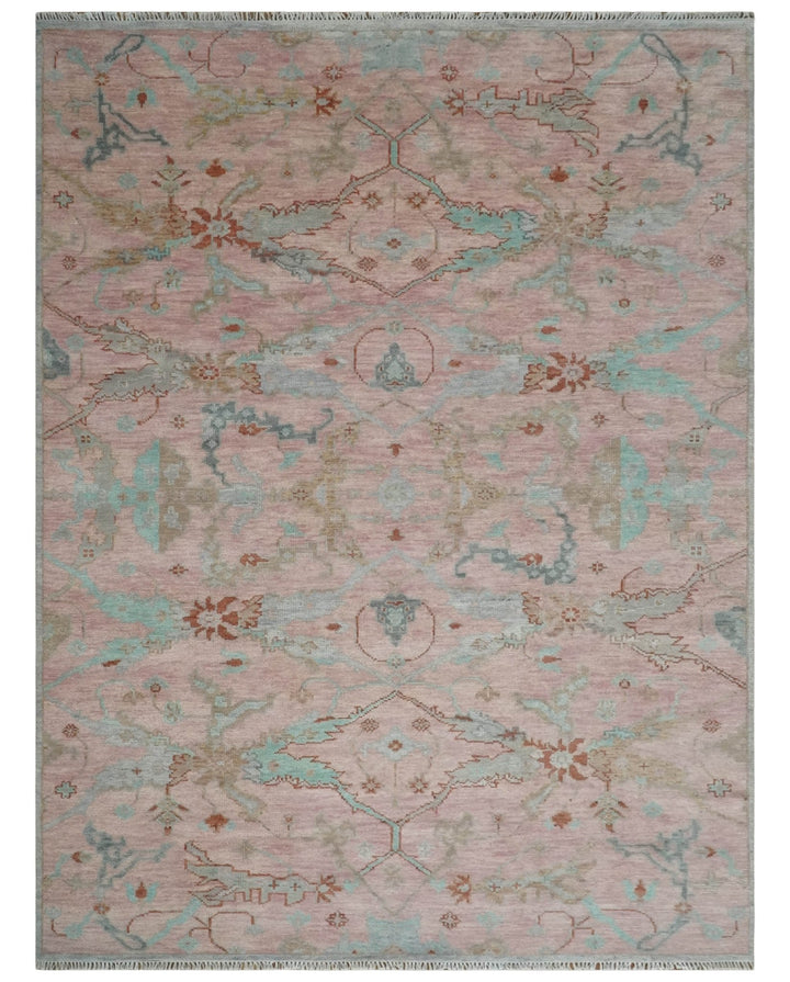 Hand Knotted Light Pink Oriental Oushak 9x12 Traditional Wool Area Rug, Living Room and Bedroom Rug - The Rug Decor