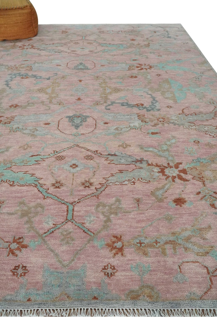 Hand Knotted Light Pink Oriental Oushak 9x12 Traditional Wool Area Rug, Living Room and Bedroom Rug - The Rug Decor
