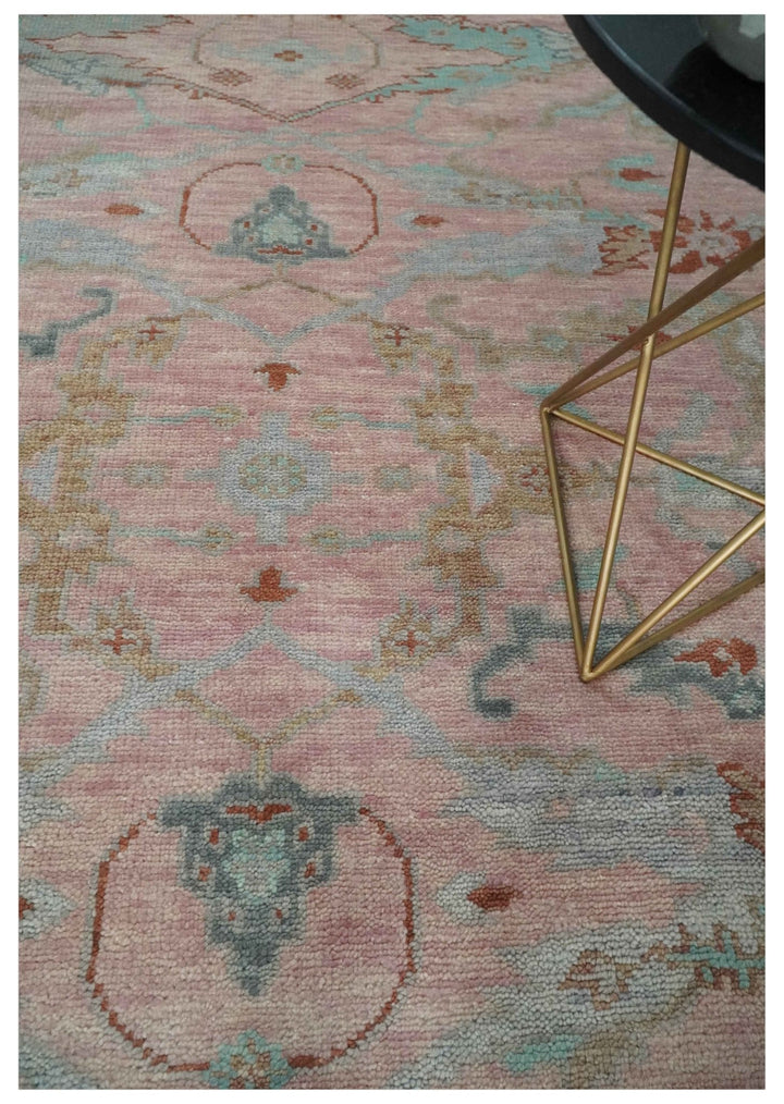 Hand Knotted Light Pink Oriental Oushak 9x12 Traditional Wool Area Rug, Living Room and Bedroom Rug - The Rug Decor