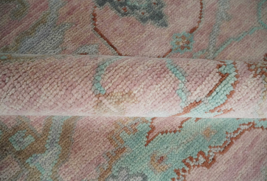Hand Knotted Light Pink Oriental Oushak 9x12 Traditional Wool Area Rug, Living Room and Bedroom Rug - The Rug Decor