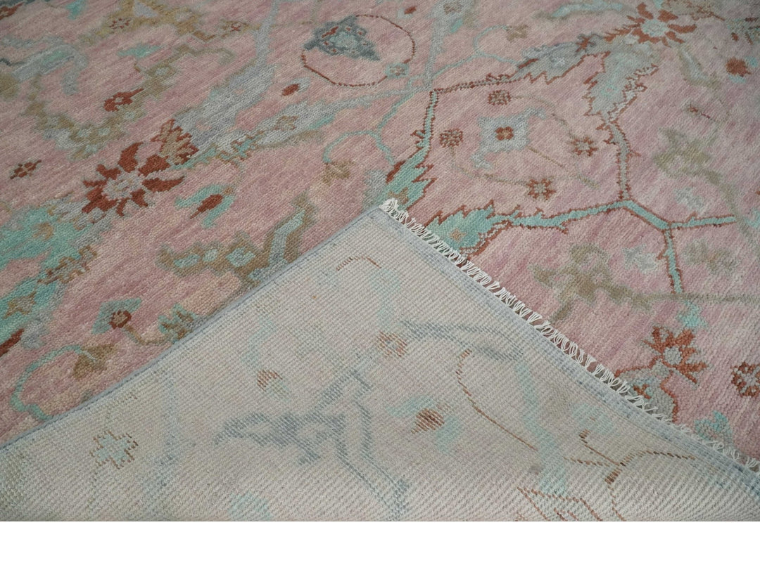Hand Knotted Light Pink Oriental Oushak 9x12 Traditional Wool Area Rug, Living Room and Bedroom Rug - The Rug Decor