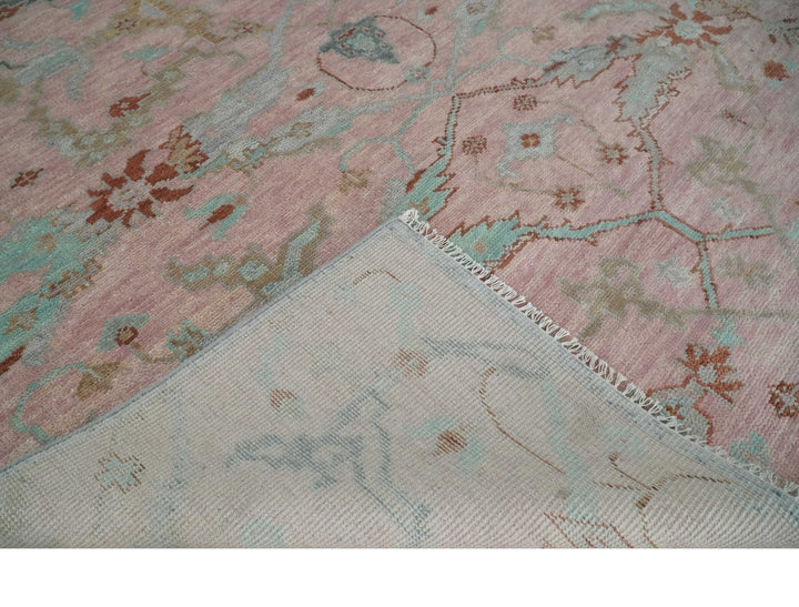 Hand Knotted Light Pink Oriental Oushak 9x12 Traditional Wool Area Rug, Living Room and Bedroom Rug - The Rug Decor