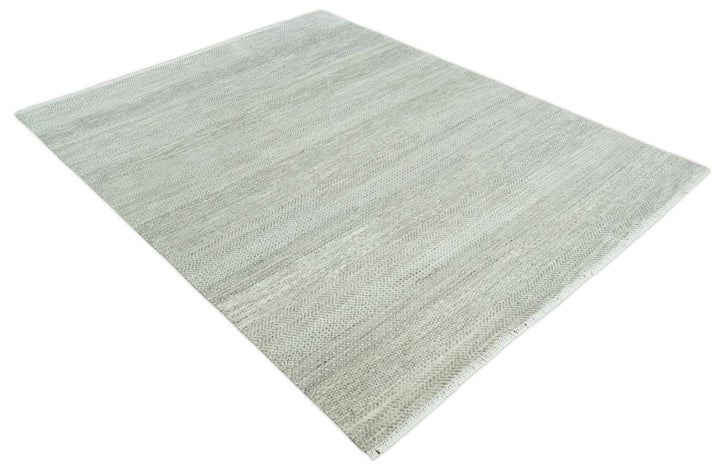 Hand Knotted Modern Geometric Trellis Scandinavian 8x10 Beige, and Ivory Wool Area Rug - The Rug Decor