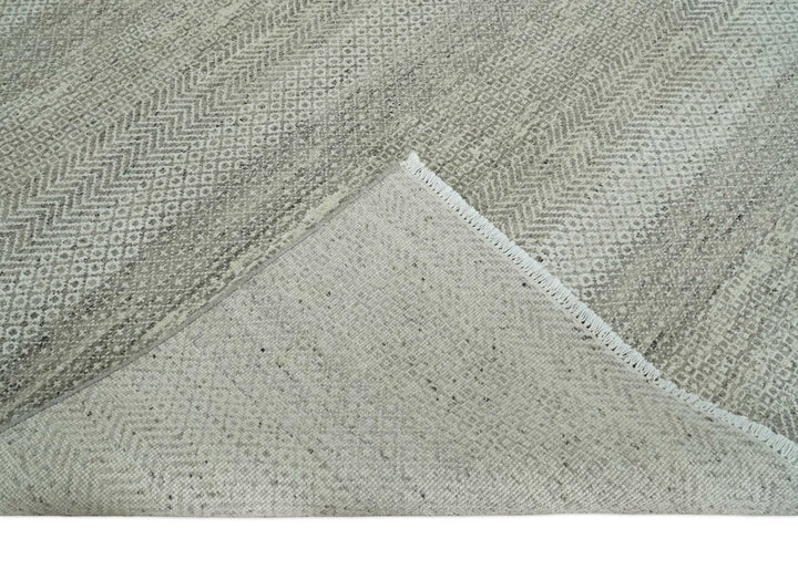 Hand Knotted Modern Geometric Trellis Scandinavian 8x10 Beige, and Ivory Wool Area Rug - The Rug Decor