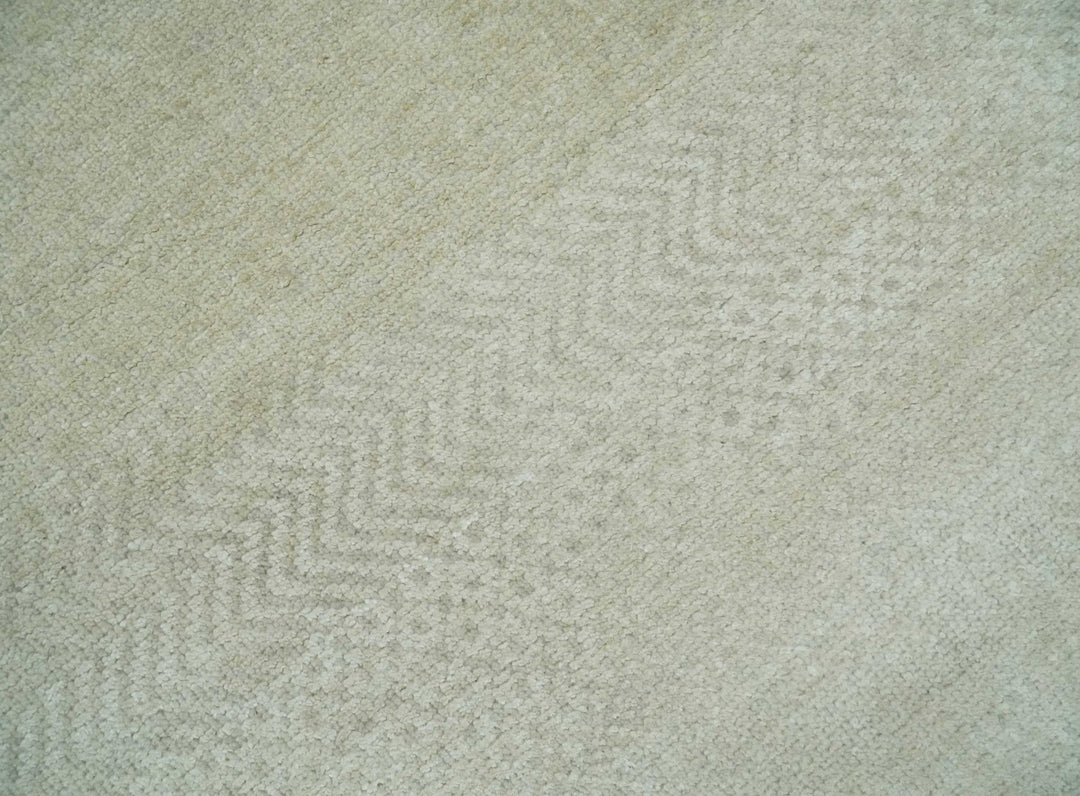 Hand Knotted Modern Geometric Trellis Scandinavian 8x10 Beige and Ivory Wool Area Rug | TRDCP932810 - The Rug Decor