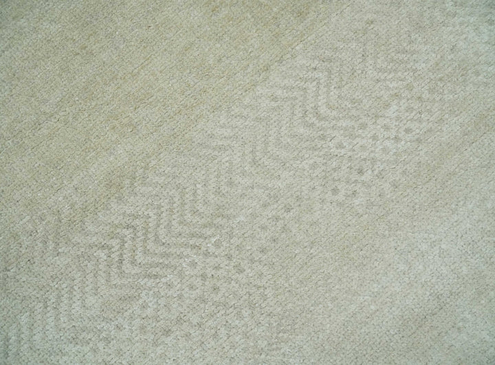 Hand Knotted Modern Geometric Trellis Scandinavian 8x10 Beige and Ivory Wool Area Rug | TRDCP932810 - The Rug Decor