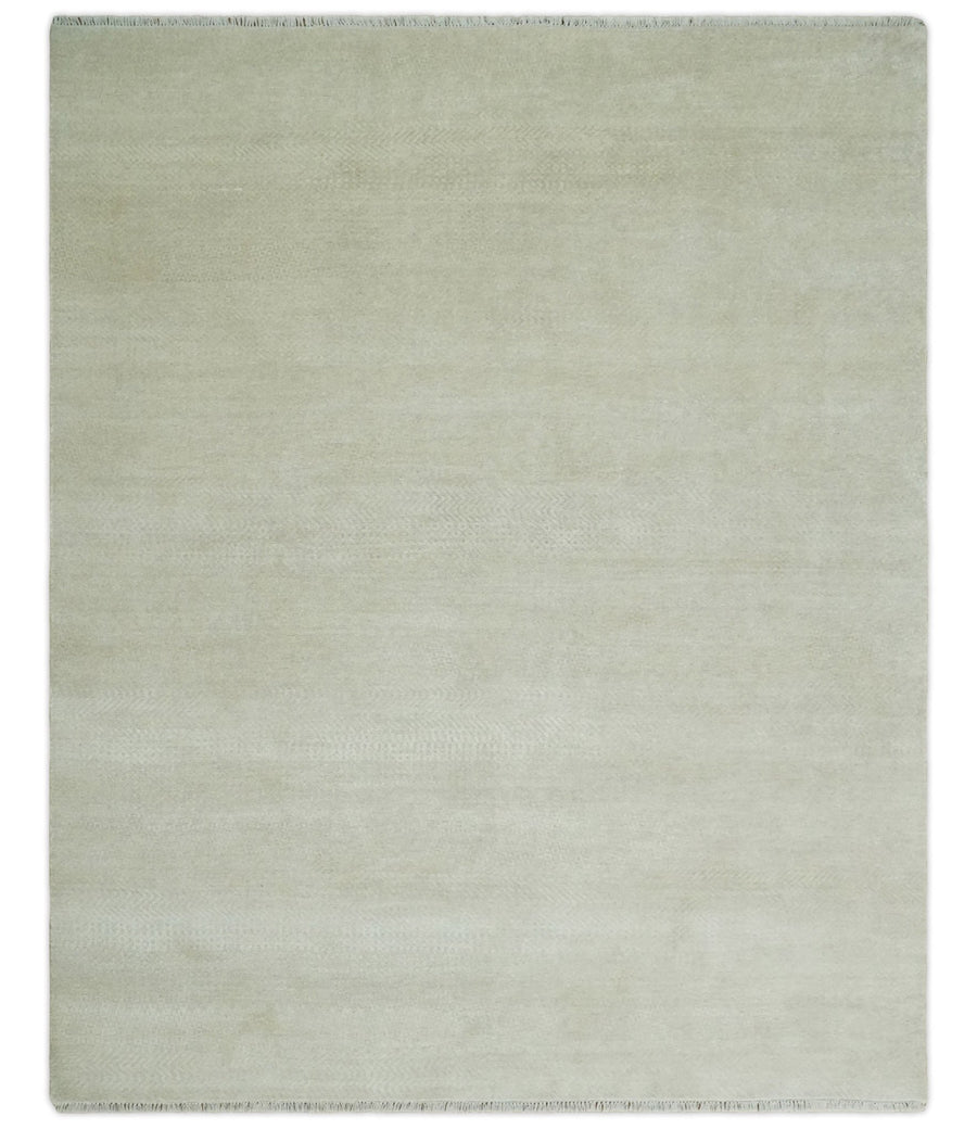 Hand Knotted Modern Geometric Trellis Scandinavian 8x10 Beige and Ivory Wool Area Rug | TRDCP932810 - The Rug Decor