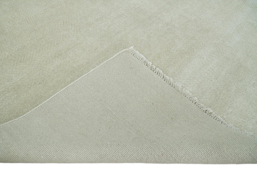 Hand Knotted Modern Geometric Trellis Scandinavian 8x10 Beige and Ivory Wool Area Rug | TRDCP932810 - The Rug Decor