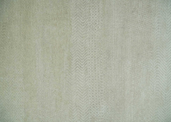 Hand Knotted Modern Geometric Trellis Scandinavian 8x10 Beige and Ivory Wool Area Rug | TRDCP932810 - The Rug Decor