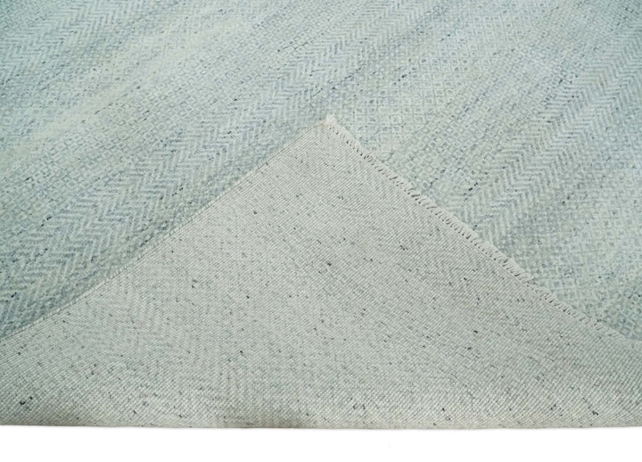 Hand Knotted Modern Geometric Trellis Scandinavian Silver and Gray Wool Area Rug 8x10 | TRDCP930810 - The Rug Decor