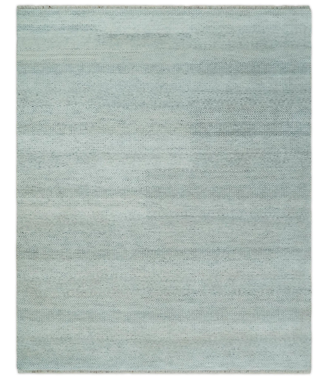 Hand Knotted Modern Geometric Trellis Scandinavian Silver and Gray Wool Area Rug 8x10 | TRDCP930810 - The Rug Decor