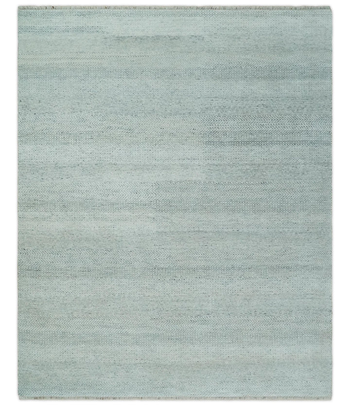 Hand Knotted Modern Geometric Trellis Scandinavian Silver and Gray Wool Area Rug 8x10 | TRDCP930810 - The Rug Decor