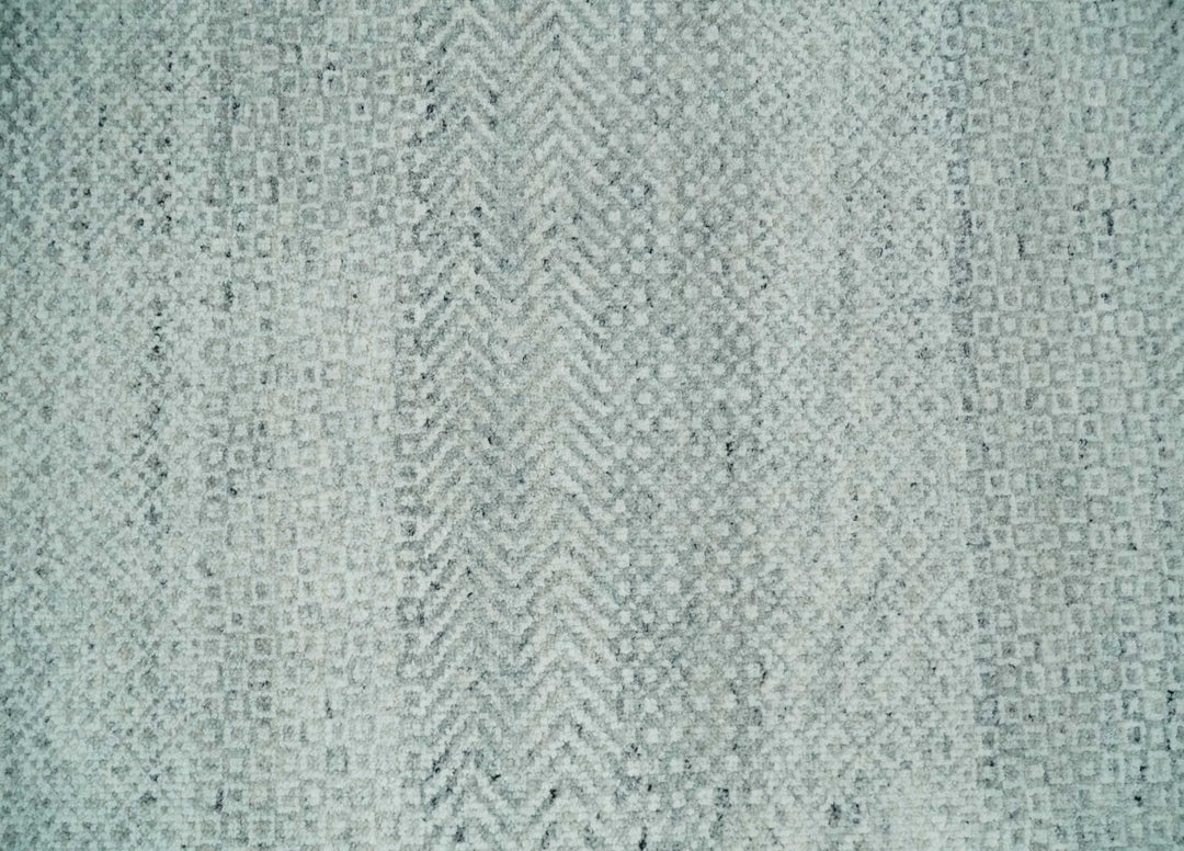 Hand Knotted Modern Geometric Trellis Scandinavian Silver and Gray Wool Area Rug 8x10 | TRDCP930810 - The Rug Decor
