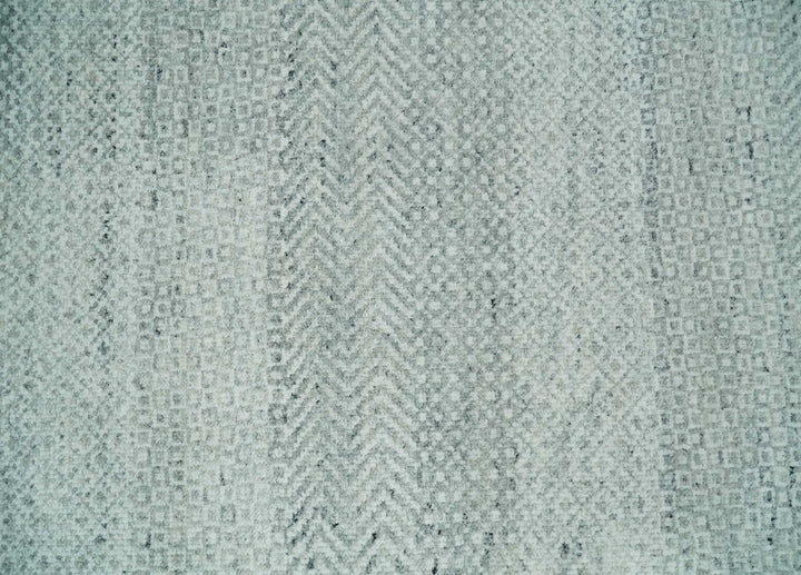Hand Knotted Modern Geometric Trellis Scandinavian Silver and Gray Wool Area Rug 8x10 | TRDCP930810 - The Rug Decor