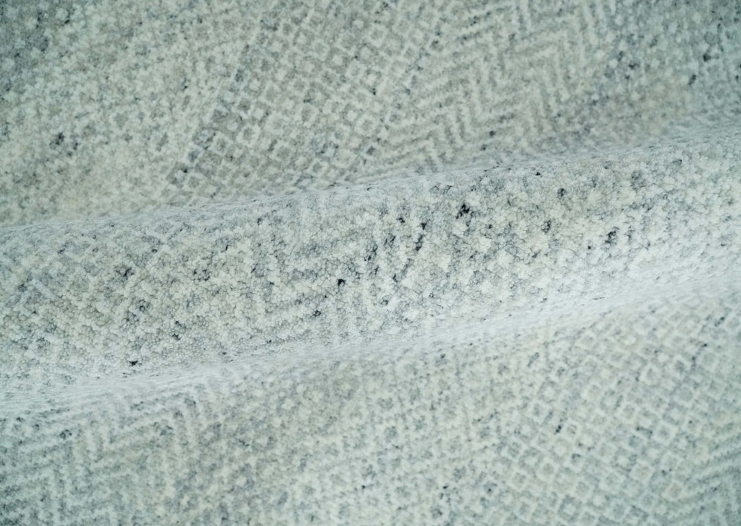 Hand Knotted Modern Geometric Trellis Scandinavian Silver and Gray Wool Area Rug 8x10 | TRDCP930810 - The Rug Decor