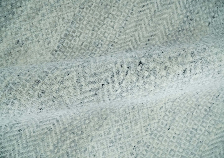 Hand Knotted Modern Geometric Trellis Scandinavian Silver and Gray Wool Area Rug 8x10 | TRDCP930810 - The Rug Decor