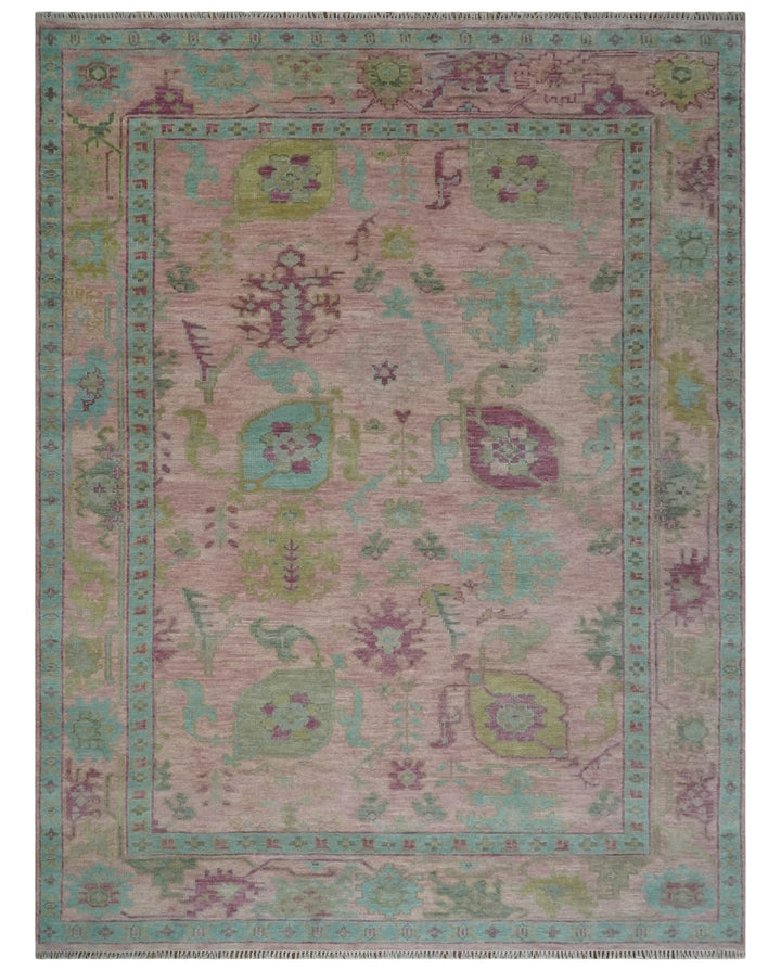 Hand Knotted Pink, Aqua and Purple Vibrant colorful Multi Size Oushak Wool Area Rug - The Rug Decor