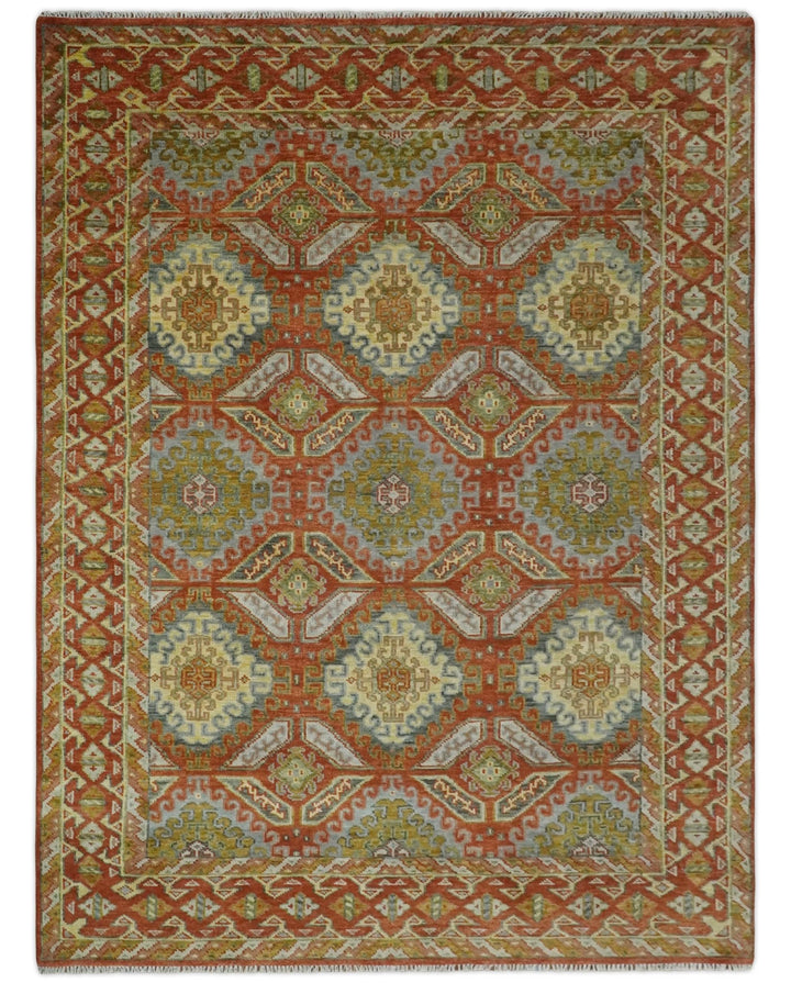 Hand Knotted Rust and Beige Oriental Traditional Multi Size Wool Area Rug, Living Room and Bedroom Rug - The Rug Decor