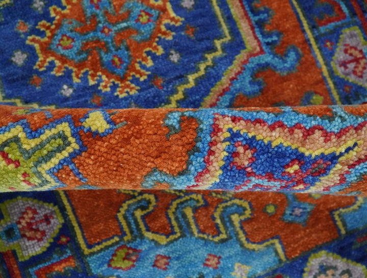 Hand Knotted Rust, Blue and Olive Traditional 3x6 Antique Wool Area Rug - The Rug Decor