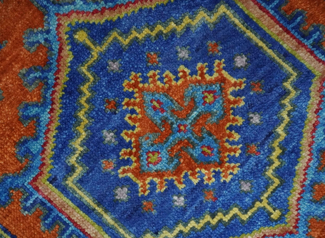 Hand Knotted Rust, Blue and Olive Traditional 3x6 Antique Wool Area Rug - The Rug Decor