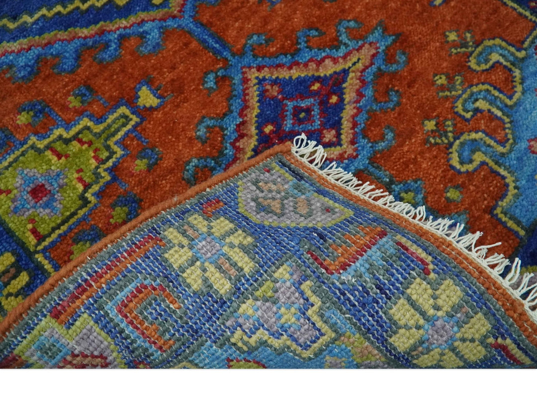 Hand Knotted Rust, Blue and Olive Traditional 3x6 Antique Wool Area Rug - The Rug Decor