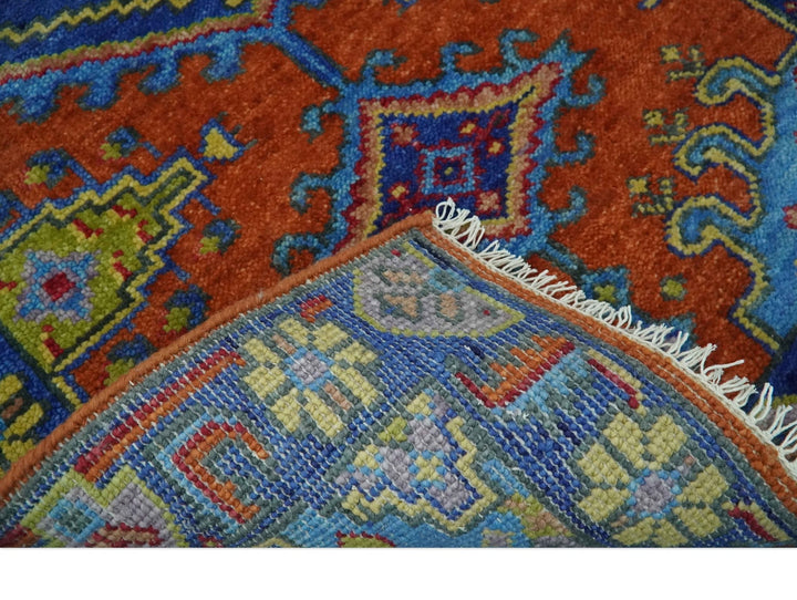 Hand Knotted Rust, Blue and Olive Traditional 3x6 Antique Wool Area Rug - The Rug Decor