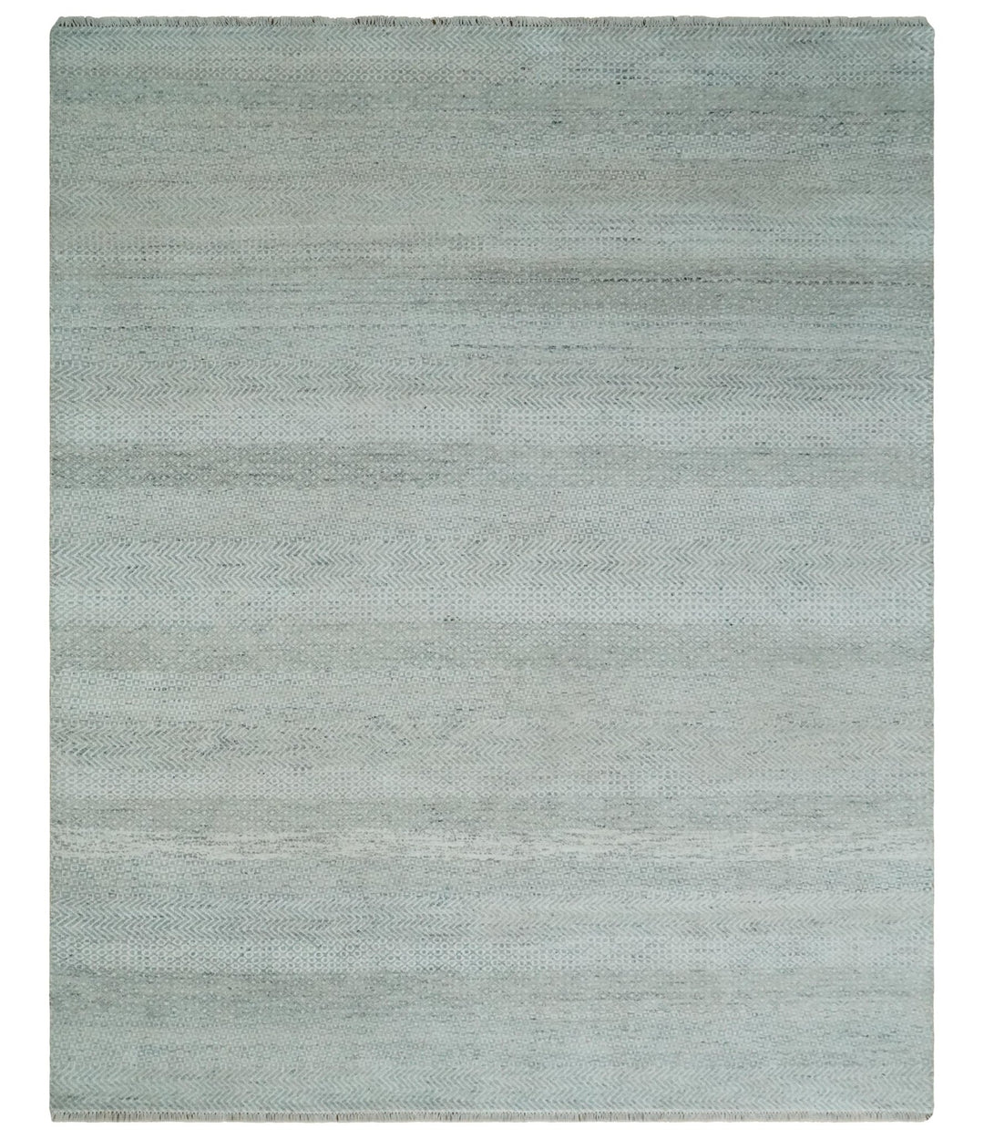 Hand Knotted Silver, Ivory and Gray 8x10 Modern Geometric Trellis Scandinavian Wool Area Rug | TRDCP945810 - The Rug Decor