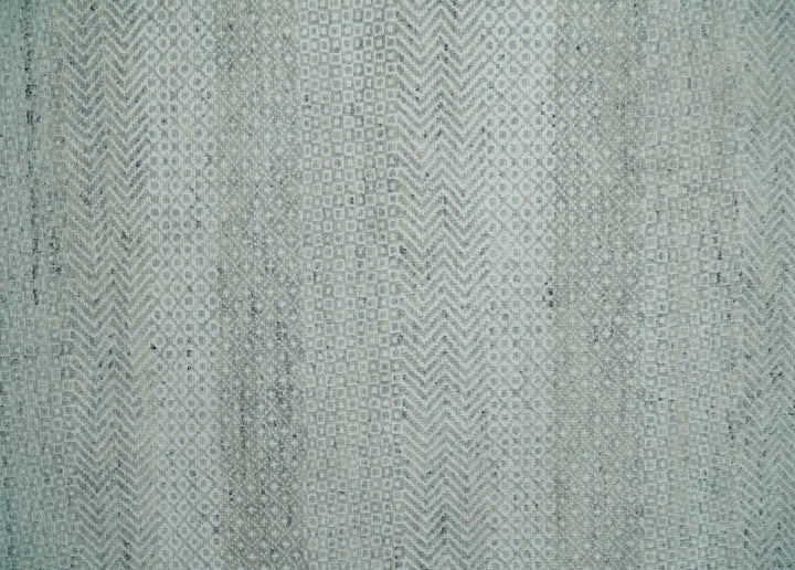 Hand Knotted Silver, Ivory and Gray 8x10 Modern Geometric Trellis Scandinavian Wool Area Rug | TRDCP945810 - The Rug Decor
