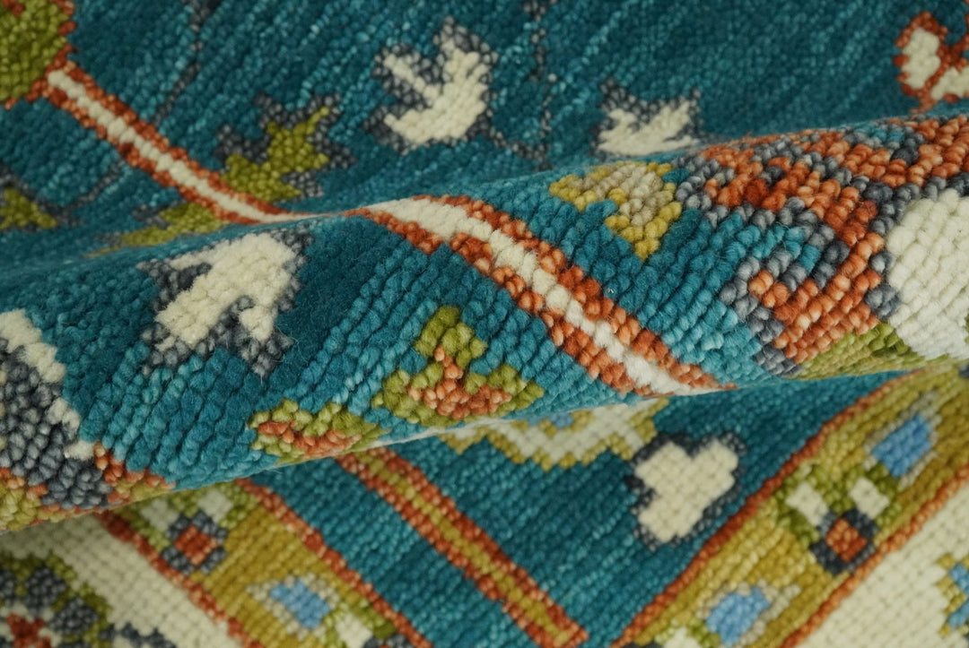 Hand Knotted Teal Blue and Ivory Tree of Life Traditional Vintage Style Wool Rug - The Rug Decor