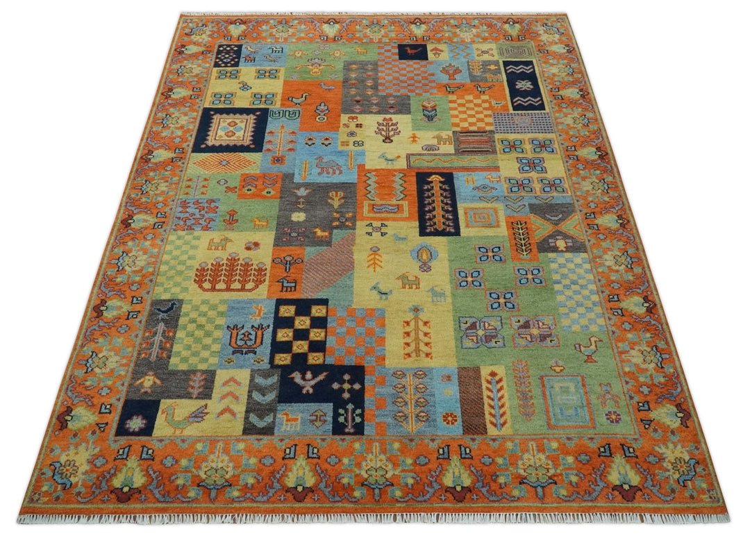 Hand knotted Traditional Antique Tribal Style Gabbeh Design Wool Area Rug - The Rug Decor