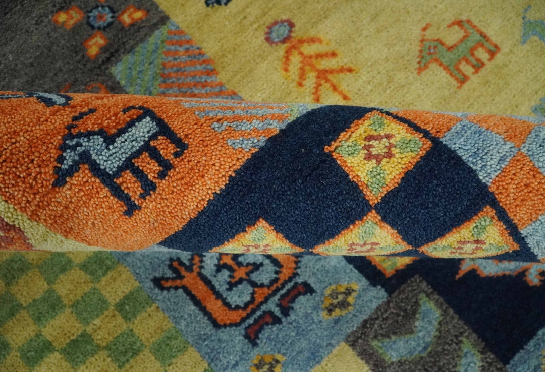 Hand knotted Traditional Antique Tribal Style Gabbeh Design Wool Area Rug - The Rug Decor