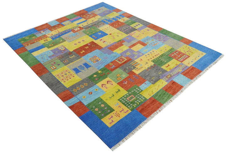 Hand knotted Traditional Multi color Antique Tribal Style Gabbeh Design Wool Area Rug - The Rug Decor