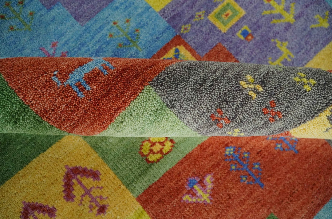 Hand knotted Traditional Multi color Antique Tribal Style Gabbeh Design Wool Area Rug - The Rug Decor