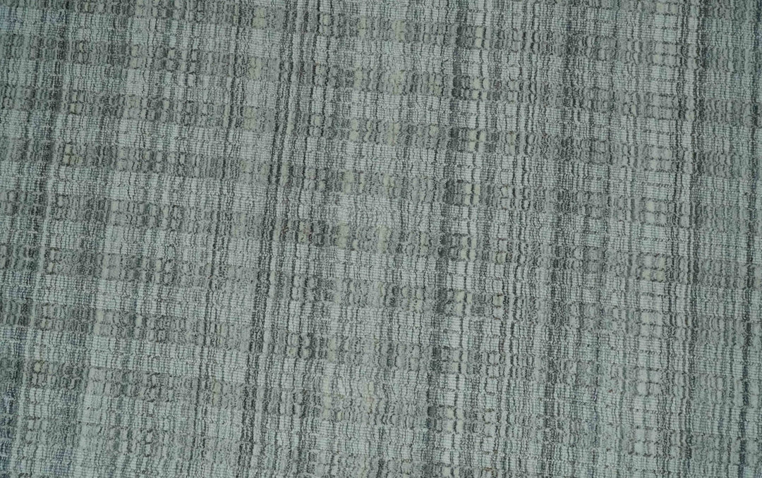 Hand Made 8x10 Modern Stripes Charcoal, Gray and Beige Scandinavian Blended Wool Flatwoven Area Rug | KE9 - The Rug Decor