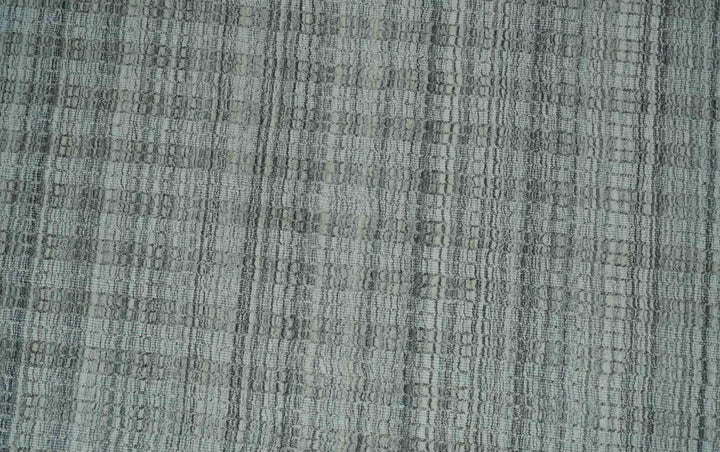 Hand Made 8x10 Modern Stripes Charcoal, Gray and Beige Scandinavian Blended Wool Flatwoven Area Rug | KE9 - The Rug Decor